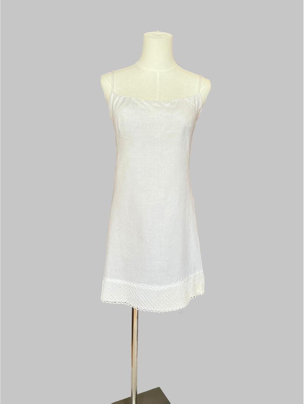 Perfect White Vintage Linen Slip Dress (with built-in bra!)